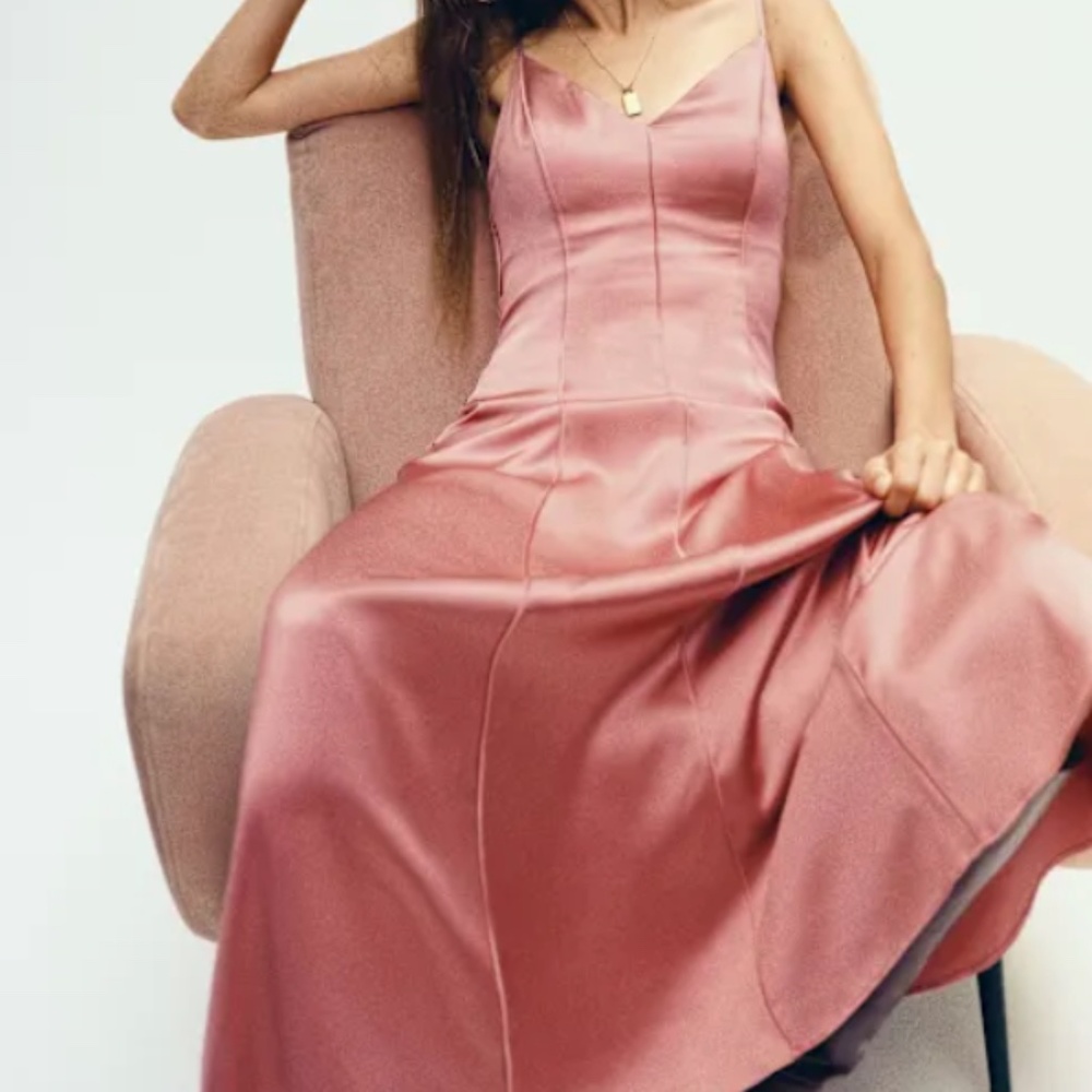 Reformation Pink Lya Silk Midi Dress